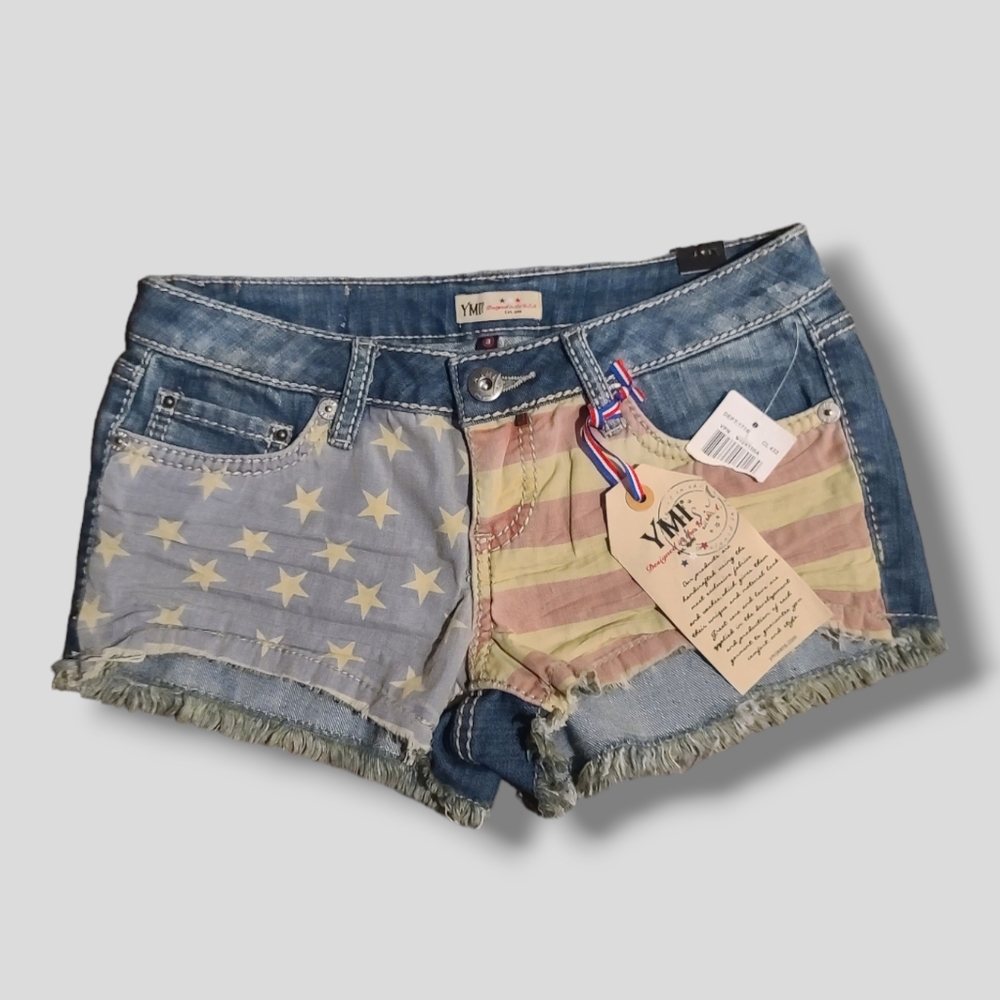 NWT YMI Denim Jean Shorts Patriotic Size 3